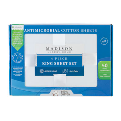 Madison Luxury Home Antimicrobial King 4piece Sheet Set White, 1 each