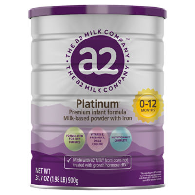 a2 Platinum Premium Infant Formula Milk-Based Powder with Iron, 0-12 Months, 31.7 oz