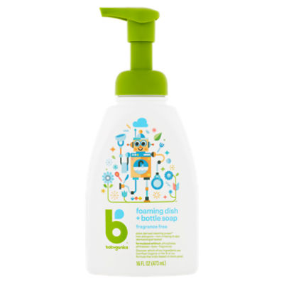 Babyganics Fragrance Free Foaming Dish + Bottle Soap, 16 fl oz