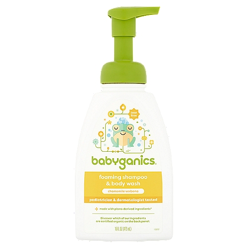 Babyganics Chamomile Verbena Foaming Shampoo & Body Wash, 16 fl oznDiscover which of our ingredients are certified organic on the back panel.