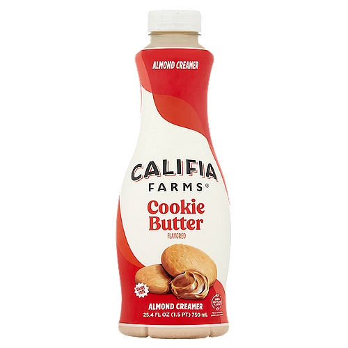 Califia Farms Cookie Butter Flavored Almondmilk Creamer, 25.4 fl oz
Treat your taste buds to the delightful flavor of spiced speculoos cookies and sweet almond milk swirling into your coffee. Made with simple plant-based ingredients, Cookie Butter Almondmilk Creamer is pure decadence without the guilt at 3g of sugar per serving and totally dairy-free. Blending beautifully into both hot and iced coffee, here is your new daily indulgence, a luscious treat to elevate your coffee and sweeten your day.