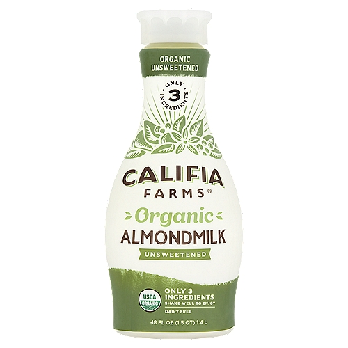 Califia Farms Organic Unsweetened Almondmilk, 48 fl oz
We're keeping it simple.
Our creamy Organic Almondmilk is made from just three ingredients: water, almonds, and sea salt.