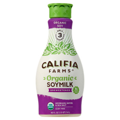 Califia Farms Dairy Free Unsweetened Organic Soymilk, 48 fl oz