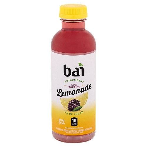 Blackberry Flavored Antioxidant Lemonade with Vitamin C with Other Natural Flavors

1 net carb per serving (Erythritol carbs have no calories or effect on blood sugar)

Antioxidants (per bottle): 13.5mg Vitamin C; 100mg polyphenols from tea and coffeefruit extracts