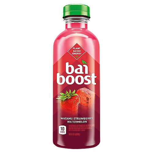 Bai Boost Watamu Strawberry Watermelon Flavored Caffeinated Antioxidant Water Beverage, 18 fl oz