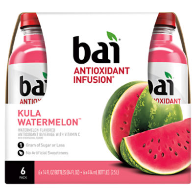 Bai Kula Watermelon, Antioxidant Infused Beverage, 14 Fl Oz Bottles, 6 Pack
