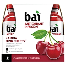 Bai Zambia Bing Cherry, Antioxidant Infused Beverage, 14 Fl Oz Bottles, 6 Pack