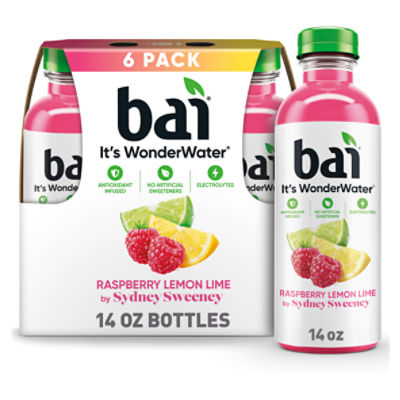 Bai Flavored Water, Rubi Raspberry Lemon Lime, Antioxidant Infused, 14 fl oz Bottles, 6 Pack