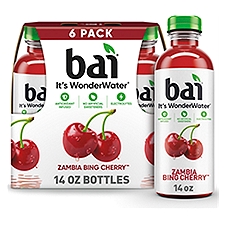 Bai Flavored Water, Zambia Bing Cherry, Antioxidant Infused Beverage, 14 fl oz Bottles, 6 Pack