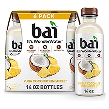 Bai Coconut Flavored Water, Puna Coconut Pineapple, Antioxidant Infused, 14 fl oz Bottles, 6 Pack