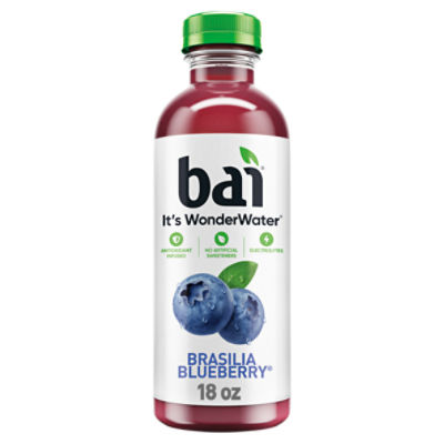 Bai Flavored Water, Brasilia Blueberry, Antioxidant Infused Beverage, 18 Fluid Ounce Bottle, 18 Fluid ounce