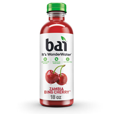 Bai Flavored Water, Zambia Bing Cherry, Antioxidant Infused Beverage, 18 Fluid Ounce Bottle, 18 Fluid ounce