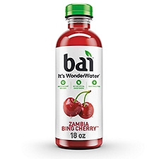Bai Flavored Water, Zambia Bing Cherry, Antioxidant Infused Beverage, 18 Fluid Ounce Bottle, 18 Fluid ounce