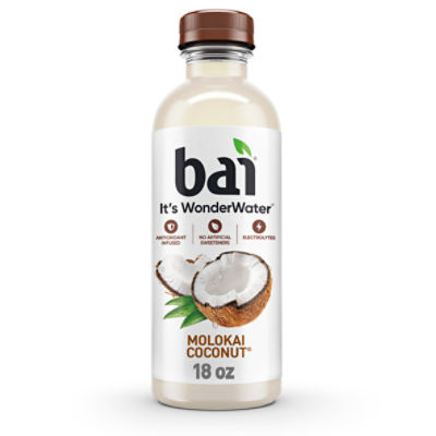 Bai Coconut Flavored Water, Molokai Coconut, Antioxidant Infused Beverage, 18 Fluid Ounce Bottle