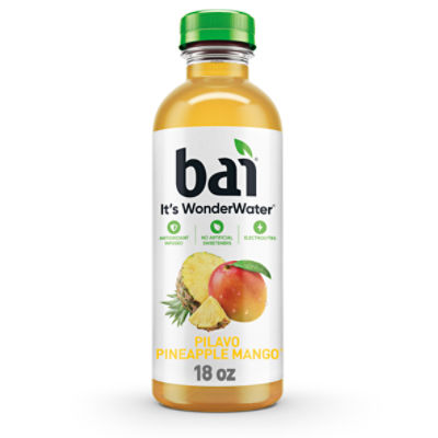 Bai Flavored Water, Pilavo Pineapple Mango, Antioxidant Infused Beverage, 18 Fluid Ounce Bottle