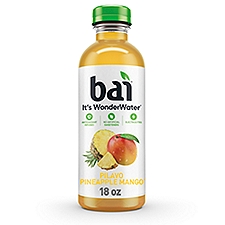 Bai Flavored Water, Pilavo Pineapple Mango, Antioxidant Infused Beverage, 18 Fluid Ounce Bottle