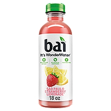 Bai Flavored Water, São Paulo Strawberry Lemonade, Antioxidant Infused, 18 Fluid Ounce Bottle, 18 Fluid ounce