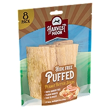 Harvest Moon 5'' Hide Free Puffed Peanut Butter Strips Dog Chews, 8 count, 3.9 oz