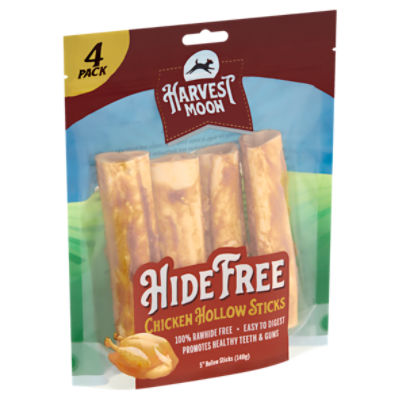 Harvest Moon Hide Free 5'' Chicken Hollow Sticks Dog Chews, 4 count, 140 g