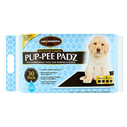 Ruff & Whiskerz Pup-Pee Padz Activated Carbon 5-Ply Housebreaking Pads for Puppies & Dogs, 30 count