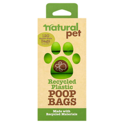 Natural Pet Recycled Plastic Handle Style Poop Bags, 120 count