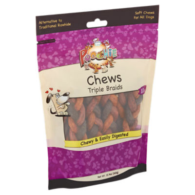 Poochie Chews Mini Triple Braid Beefhide Treats for Dogs Value Pack, 10 count, 12.9 oz