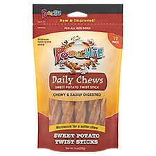 Poochie Daily Chews Sweet Potato Flavored Twist Stick Beefhide for Dogs, Treats, 9 Ounce