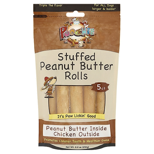 Poochie Stuffed Peanut Butter Rolls for All Dogs, 5 count, 8.8 oz