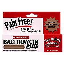 Bacitraycin Plus Maximum Strength with Soothing Aloe First Aid Pain Relieving Ointment, 1 oz