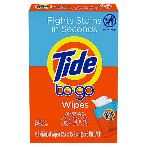 Tide To Go Instant Stain Remover Wipes, 6 count