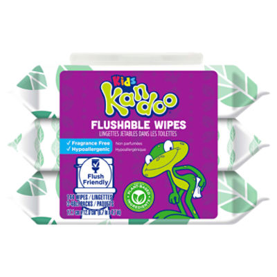 Kandoo Kids Flushable Wipes, 48 count, 3 pack, 144 Each