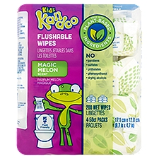 Kandoo Kids Magic Melon Scent Flushable Wipes, 4 pack, 200 count