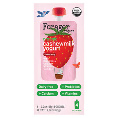 Forager Project Organic Strawberry Cashewmilk Yogurt, 3.2 oz, 4 count