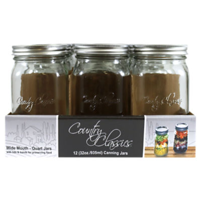 Country Classics Wide Mouth - Quart Canning Jars, 12 count