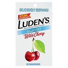 LUDEN'S Sugar Free Wild Cherry Throat Drops, 25 count, 25 Each