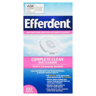 Efferdent Complete Clean AntiBacterial Denture Cleanser Tablets, 102 count