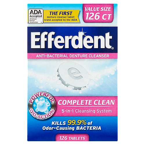 Efferdent Complete Clean Anti-Bacterial Denture Cleanser Tablets Value Size, 126 count