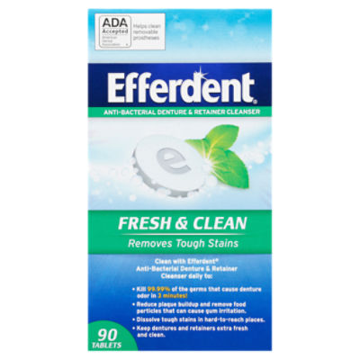 Efferdent Fresh & Clean Anti-Bacterial Denture and Retainer Cleanser Tablets, 90 count