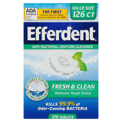 Efferdent Fresh & Clean Anti-Bacterial Denture Cleanser Tablets Value Size, 126 count