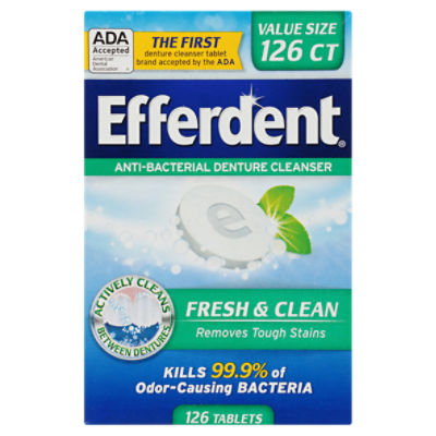 Efferdent Fresh & Clean AntiBacterial Denture Cleanser, Tablets