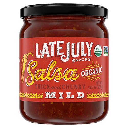 LATE JULY Snacks Organic Salsa, Mild Thick and Chunky, 15.5 oz. Jar