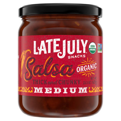 Late July Snacks Organic Salsa, Medium Thick and Chunky, 15.5 oz. Jar