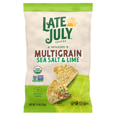 LATE JULY SNACKS Multigrain Sea Salt & Lime Tortilla Chips, 7.5 oz, 7.5 Ounce