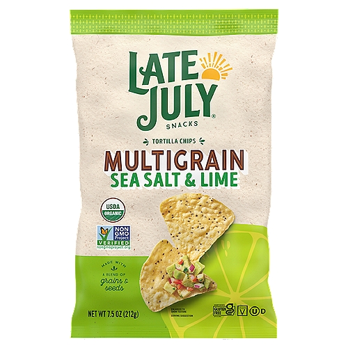 LATE JULY SNACKS Multigrain Sea Salt & Lime Tortilla Chips, 7.5 oz