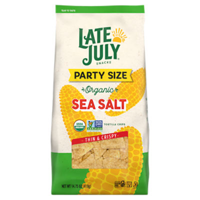 Late July Snacks Organic Sea Salt Thin & Crispy Tortilla Chips Party Size, 14.75 oz