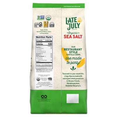 Late July Snacks, Thin and Crispy Organic Tortilla Chips, Sea Salt, 14.75  oz. Party Size Bag