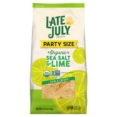 Late July Snacks Organic Sea Salt & Lime Tortilla Chips Party Size, 14.75 oz