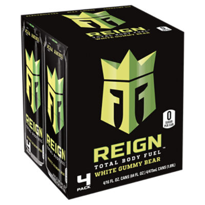 Reign Total Body Fuel White Gummy Bear Energy Drink, 16 fl oz, 4 count