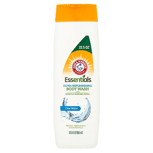Arm & Hammer Essentials Clear Water Ultra Replenishing Body Wash, 22.5 fl oz
Refreshing and nourishing Arm & Hammer™ Essentials™ body wash is specially formulated to clean, condition and moisturize your skin. With the deodorizing power of Arm & Hammer™ baking soda, Essentials™ body wash will leave your skin feeling fresh, silky and smooth.
