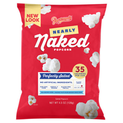 Popcornopolis Perfectly Salted Nearly Naked 4.5 oz Bag, Salt Flavored